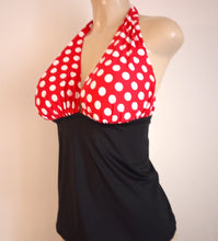 Load image into Gallery viewer, Gathered Halter Tankini Top Apron Back