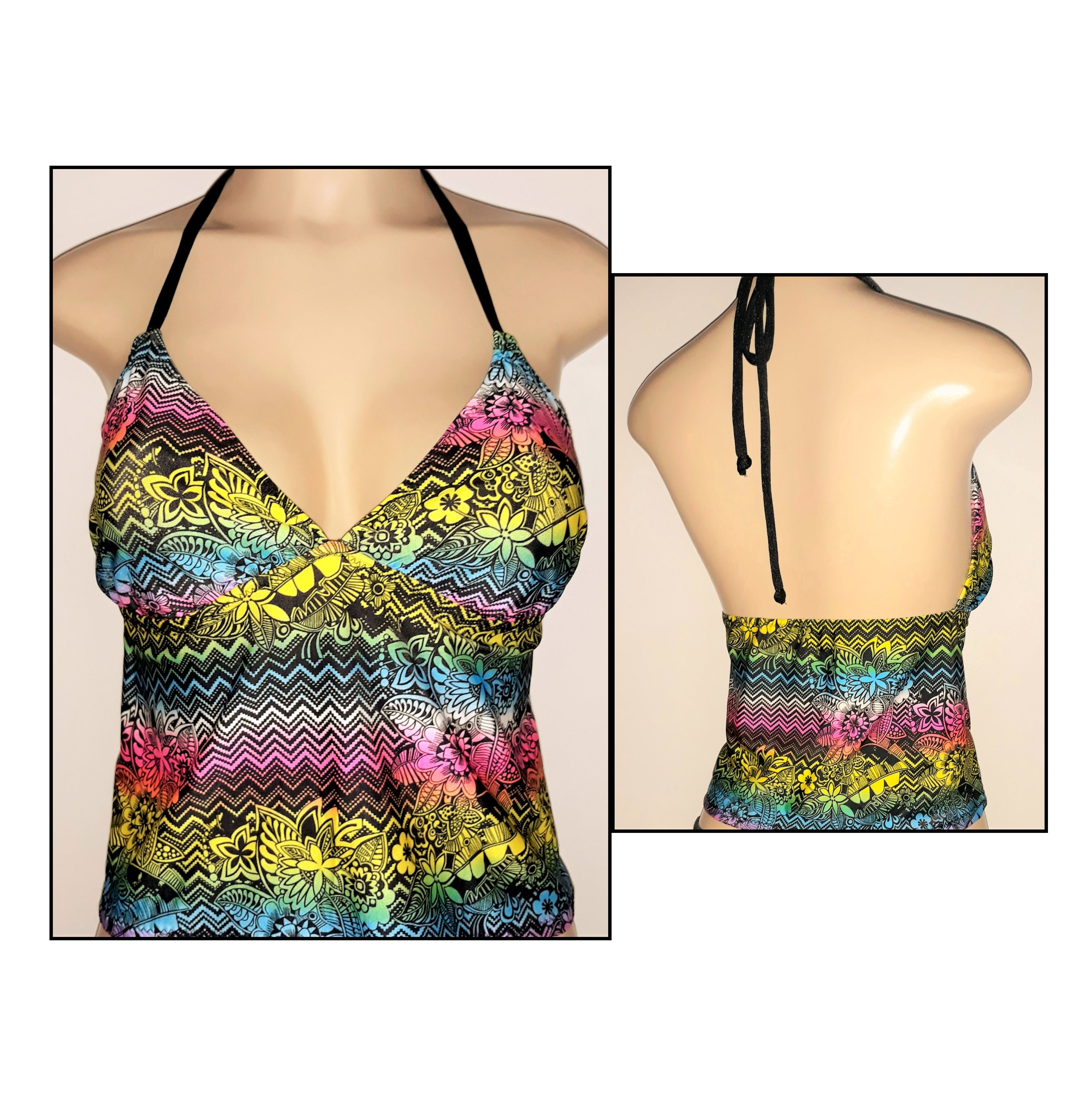 Women’s Tie-Shoulder Tankini Set with High Waisted Bottoms