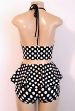 Load image into Gallery viewer, Cropped Tankini Top and High Waisted Peplum Swimwear Bottom