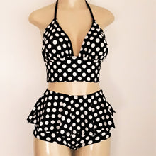 Load image into Gallery viewer, Cropped Tankini Top and High Waisted Peplum Swimwear Bottom
