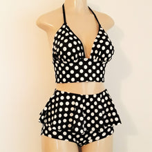 Load image into Gallery viewer, Cropped Tankini Top and High Waisted Peplum Swimwear Bottom