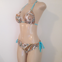 Load image into Gallery viewer, Tie back triangle swimwear top and tie hip sides swimwear bottom