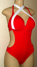 Load image into Gallery viewer, Halter underwire push up Monokini bathing suit
