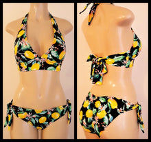 Load image into Gallery viewer, Tie halter neck bikini top low rise bikini bottom