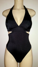 Load image into Gallery viewer, High waisted bathing suit. Black one piece swimsuits.