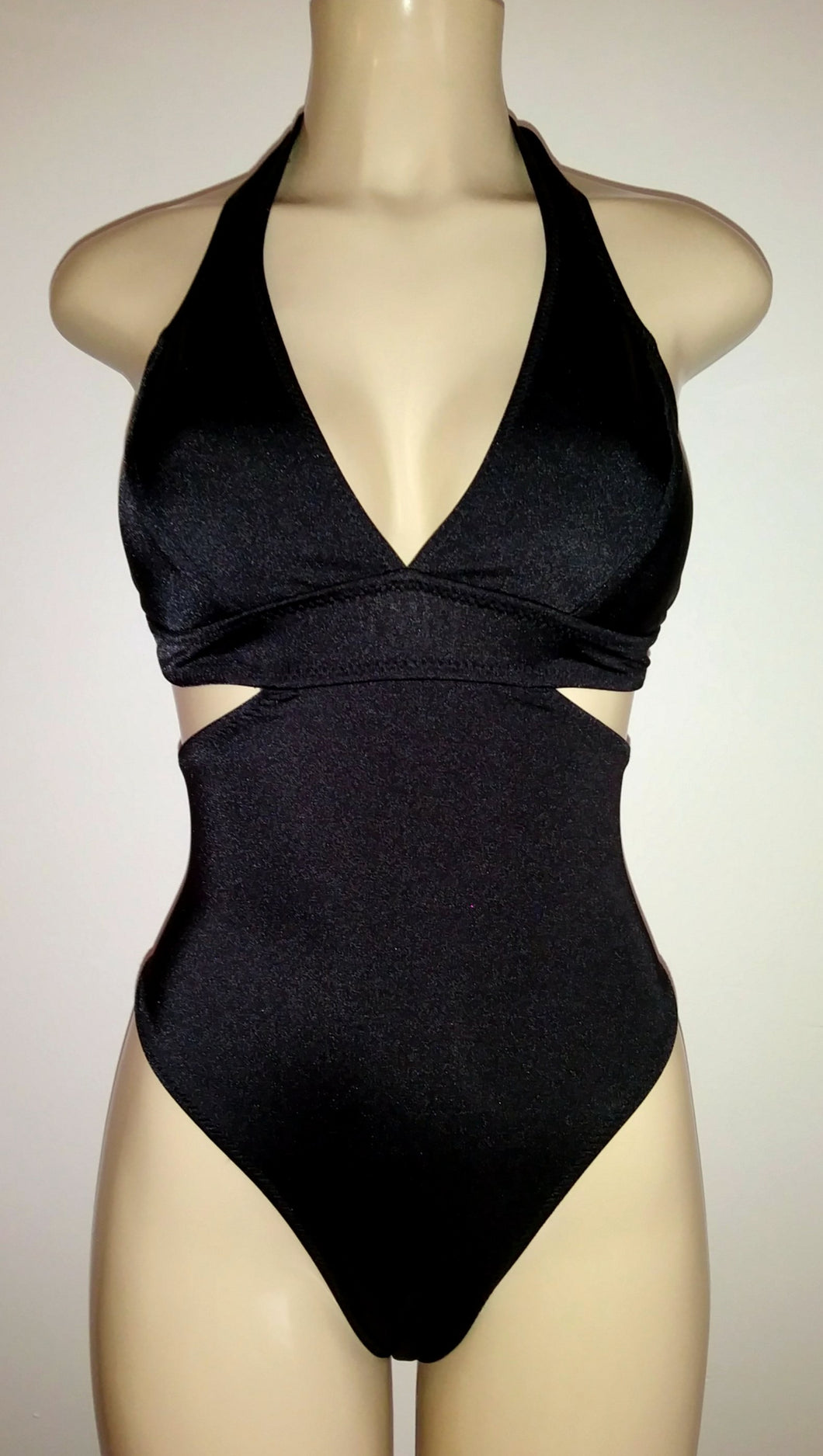 High waisted bathing suit. Black one piece swimsuits.