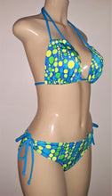 Load image into Gallery viewer, Tie halter double string bikini top. Scrunched butt low rise bikini bottom