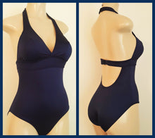 Load image into Gallery viewer, Navy one piece swimsuit