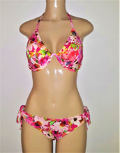 Load image into Gallery viewer, Tie halter underwire bikini top and Low-rise hipster tie sides bottom
