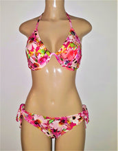 Load image into Gallery viewer, Tie halter underwire bikini top and Low-rise hipster tie sides bottom