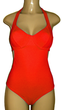 Load image into Gallery viewer, Cutaway one piece bathing suit with halter neck and underwire support
