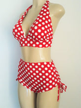 Load image into Gallery viewer, High waisted drawstring bikini pin up bottom
