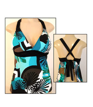Load image into Gallery viewer, crossover tie back tankini top

