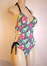 Load image into Gallery viewer, tie back monokini halter one piece swimsuit
