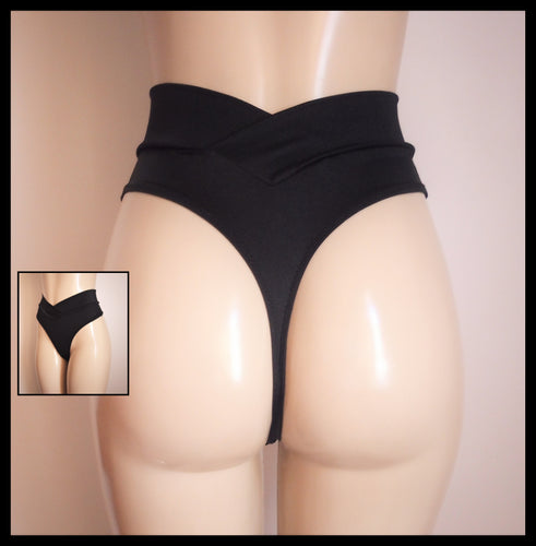 High Waist Thong Crisscross Band Bikini Bottom