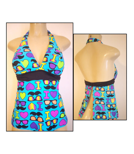 seamed halter tankini tops