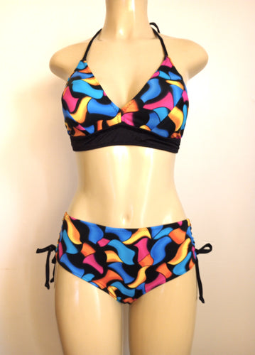 Tie halter bikini top and Drawstring bikini bottom