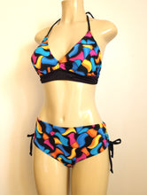 Load image into Gallery viewer, Halter swimsuit top and adjustable sides bikini bottom
