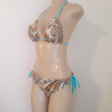Load image into Gallery viewer, Tie back triangle swimwear top and tie hip sides swimwear bottom
