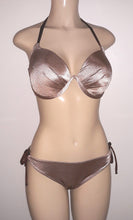 Load image into Gallery viewer, Tie neck halter push up underwire bikini top. Tie scrunch butt bikini bottoms
