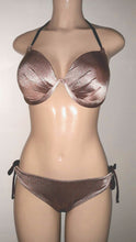 Load image into Gallery viewer, Tie halter underwire bikini top. Tie hips scrunched butt swimwear bottoms
