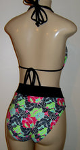 Load image into Gallery viewer, Double string top and highwaist banded bikini bottom
