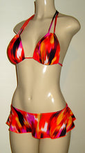 Load image into Gallery viewer, Double String Halter Bikini Top with Ruffle Skirt Bikini Bottom
