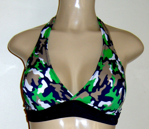 Seamed halter bikini tops. Women's seam halter swimwear tops. 