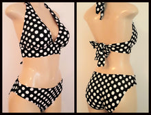 Load image into Gallery viewer, Tie back halter bikini top and Low-rise bikini bottom
