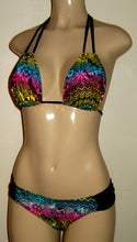 Load image into Gallery viewer, Double string bikini and low rise shirred side bottom
