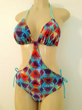 Load image into Gallery viewer, Tie halter monokini swimsuits. Custom made swimsuits
