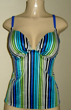Load image into Gallery viewer, Custom tankinis. Push up tankini top with slightly padded cup and open back.
