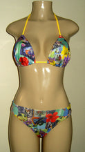 Load image into Gallery viewer, Bikini set on sale. Floral Triangle top and timeless bottom
