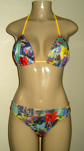 Bikini set on sale. Floral Triangle top and timeless bottom