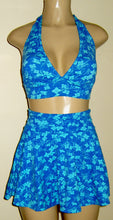 Load image into Gallery viewer, Tie halter bikini top and flared skirt bottom
