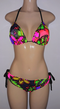 Load image into Gallery viewer, Triangle bikini top and scrunch butt tie side bikini bottom
