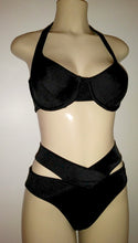 Load image into Gallery viewer, Halter swimwear top for larger cup sizes. Plus size bikinis. Strappy bikini bottoms.
