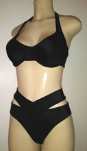 Load image into Gallery viewer, Biger bra size halter bikini tops. High waisted strappy sexy bikini bottoms
