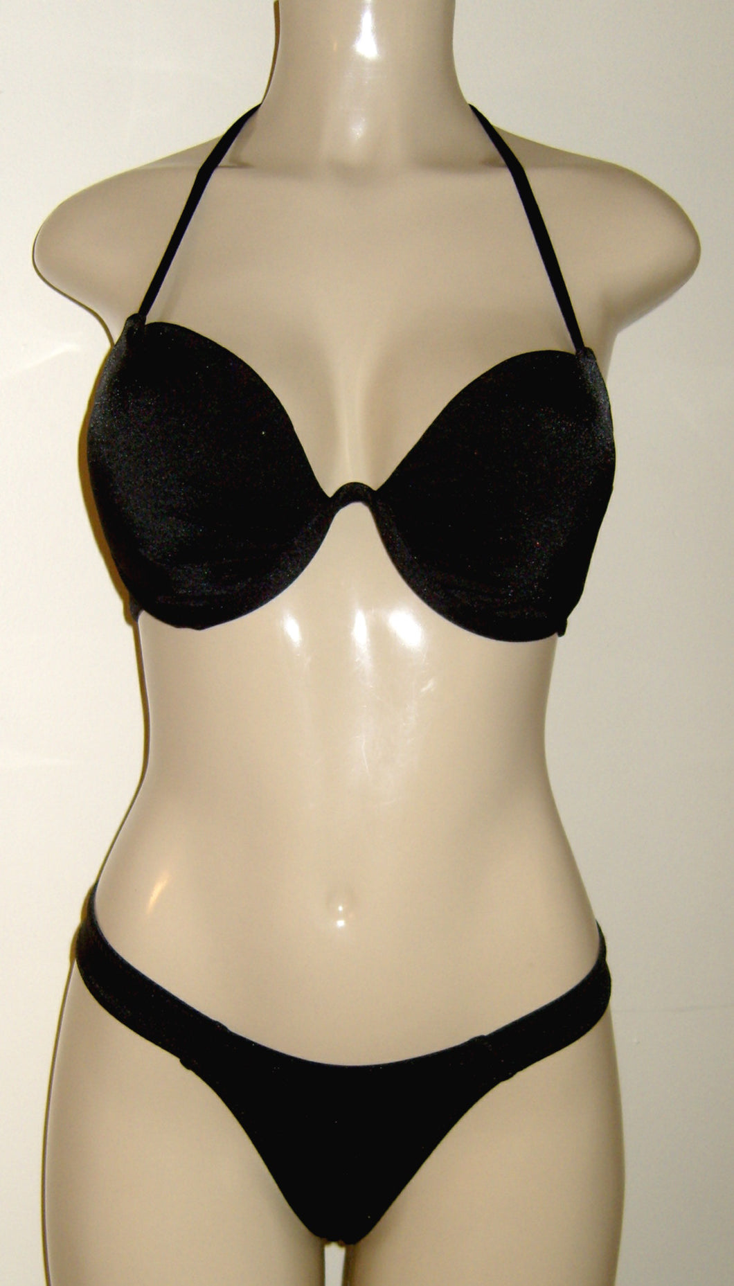 Push up halter top and high leg bikini bottom