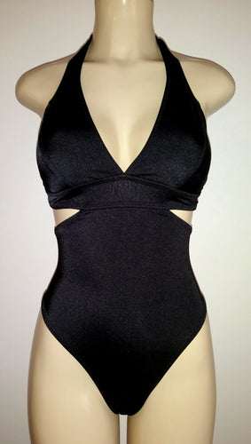 High back halter one piece swimsuit bathing suit