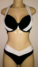 Load image into Gallery viewer, Double halter bikini swimsuits. Underwire push up bathing suits
