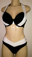 Load image into Gallery viewer, Halter swimwear bikini top and crossover bikini bottom
