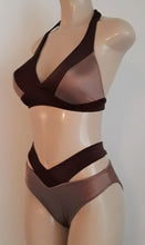 Load image into Gallery viewer, Seam halter swimwear top and sexy high waisted bikini bottom
