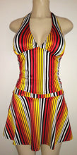 Load image into Gallery viewer, Gathered halter tankini top and High waisted skirt swimwear bottom
