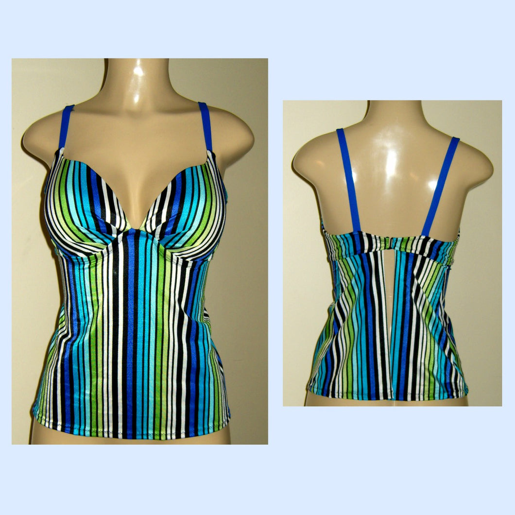 Push Up Tankini Tops with Underwire Support. Open Back Tankini Swimsuits.