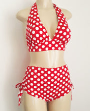 Load image into Gallery viewer, Red polka dot pin up bikini
