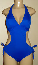 Load image into Gallery viewer, Seamed halter monokini with tie sides
