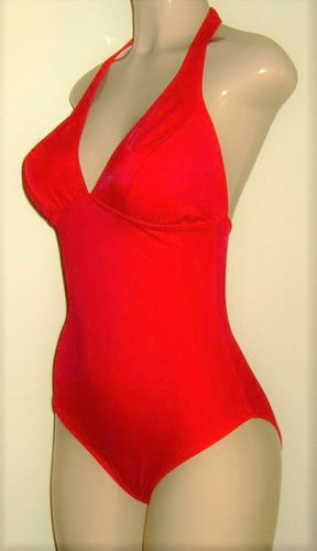 seamed halter one piece swimsuit
