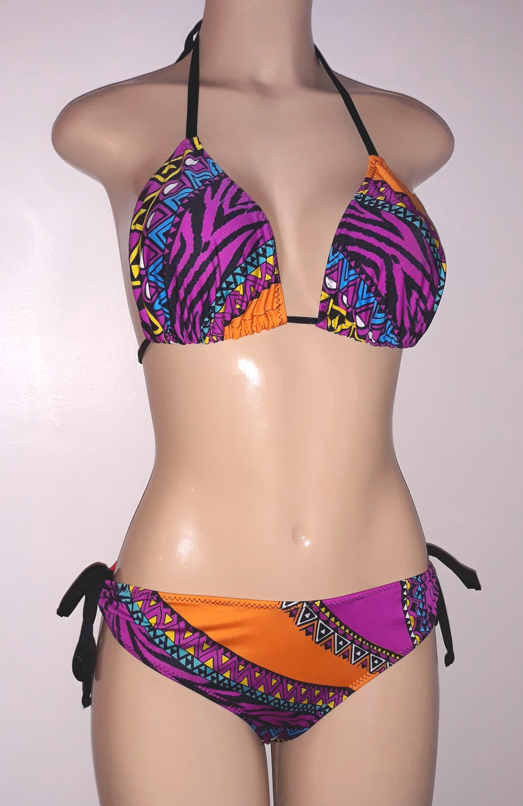 Tribal bikinis. Triangle swimsuits for women. Animal print bathing suits