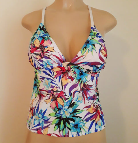 Tankini top open apron back with crossover tie backs